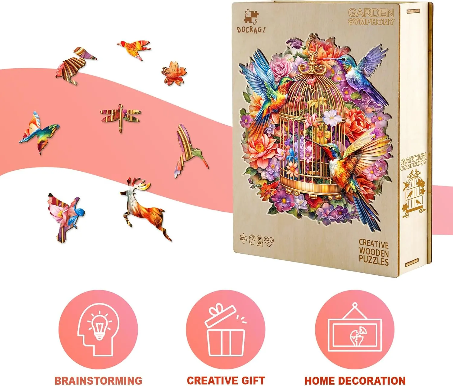Wooden Hummingbird Puzzles - Unique Shaped Wooden Jigsaw Puzzles - Hummingbird Wooden Puzzles - Animal Wooden Puzzle Creative Birthday Gifts - Puzzle Toys - 100pcs