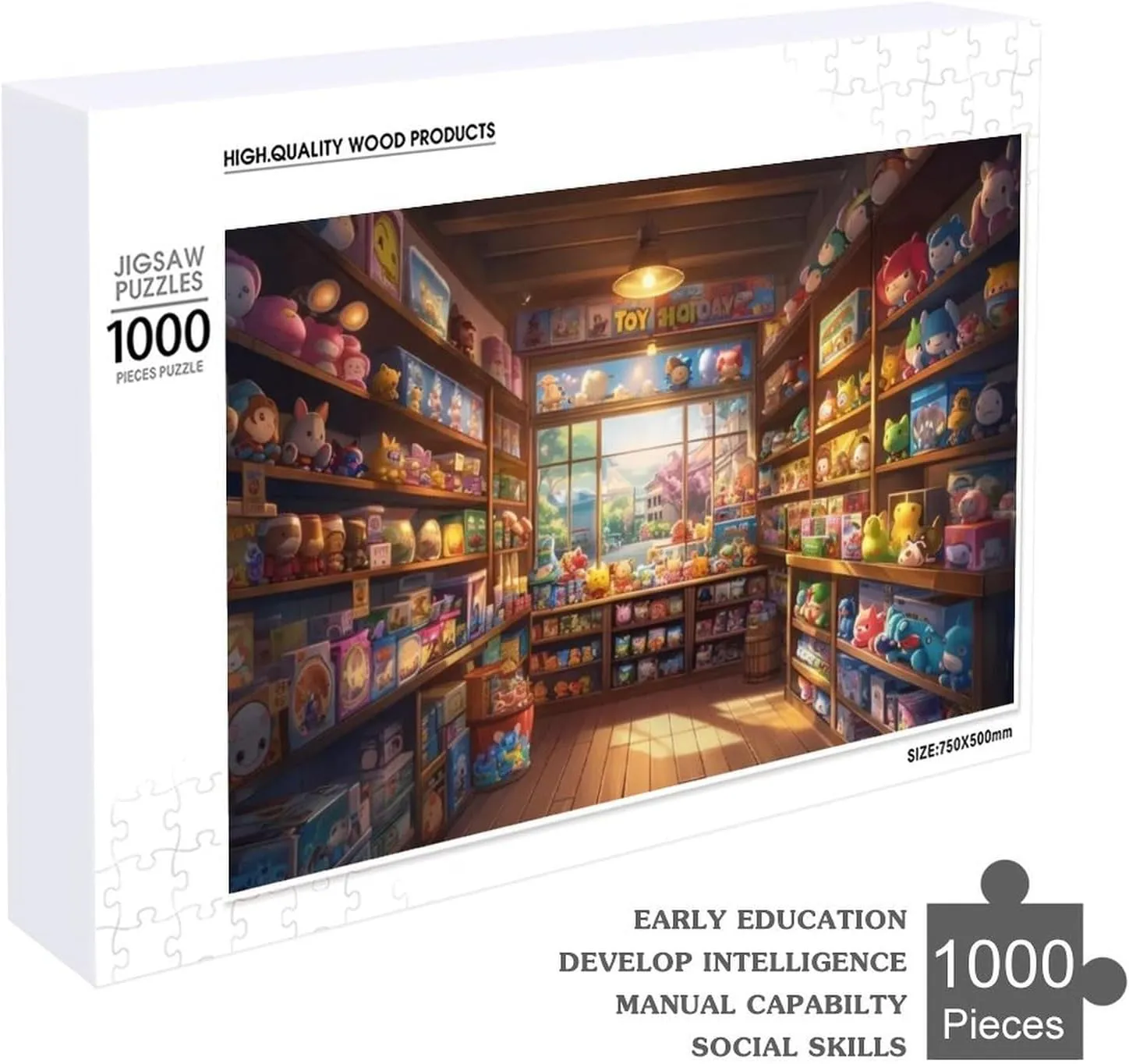 Wooden Jigsaw Puzzle 1000 Piece The Fantasy Toy Shop Anime Wooden Jigsaw Puzzles Challenging Educational Fun Interactive Toys for Family Creative Gift for Women Men 29.5x19.7 Inch