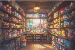 Wooden Jigsaw Puzzle 1000 Piece The Fantasy Toy Shop Anime Wooden Jigsaw Puzzles Challenging Educational Fun Interactive Toys for Family Creative Gift for Women Men 29.5x19.7 Inch