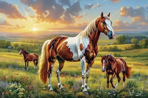 Wooden Jigsaw Puzzle 500 Piece Brown and White Horse Wooden Jigsaw Puzzles Challenging Educational Fun Interactive Toys for Family Creative Gift