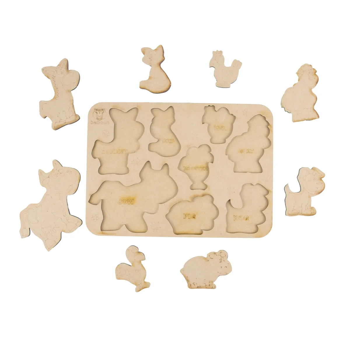 Wooden Puzzle - 10 x 7 Inches | Paintable Toy Animals Puzzle Box/ Puzzle Toy for Kids