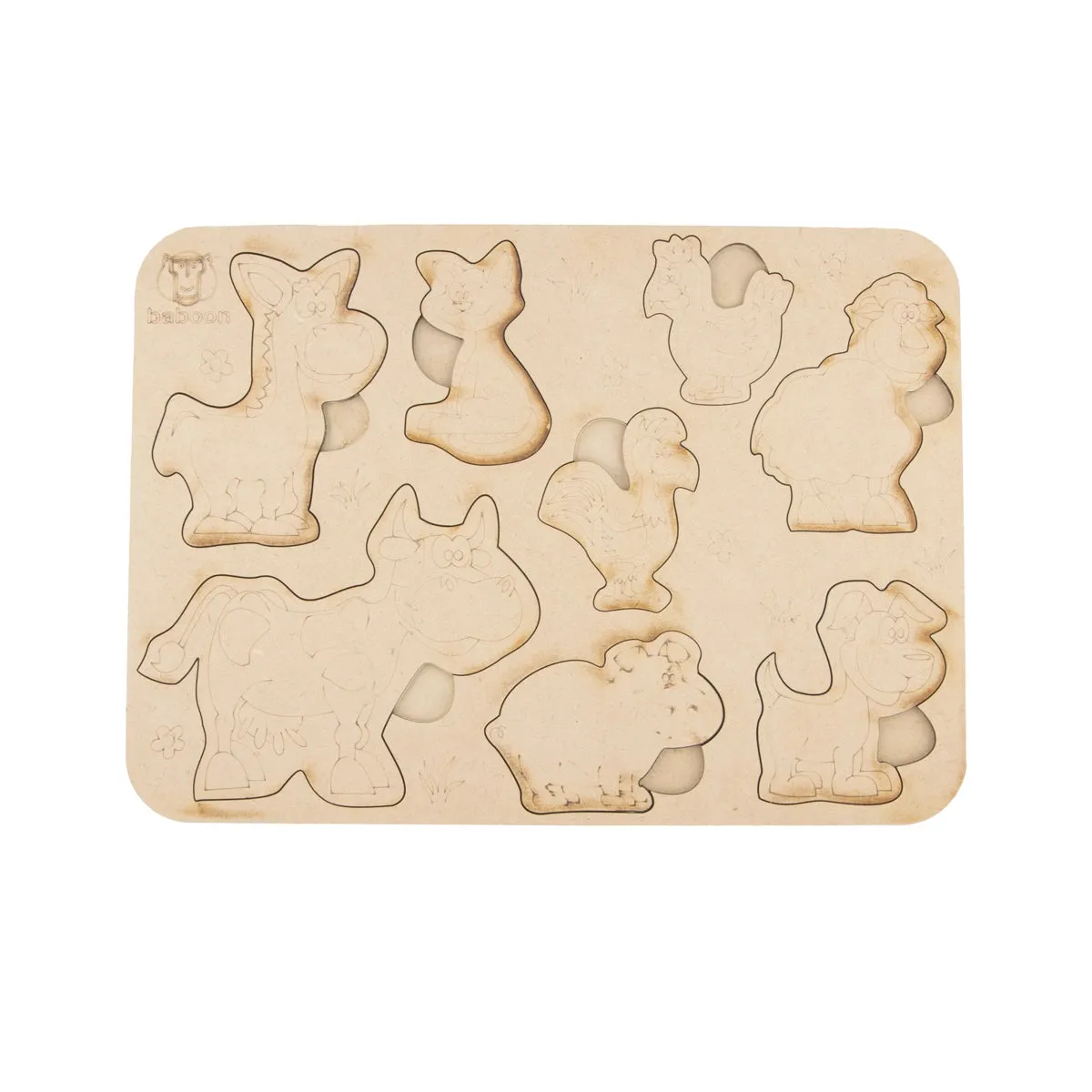 Wooden Puzzle - 10 x 7 Inches | Paintable Toy Animals Puzzle Box/ Puzzle Toy for Kids