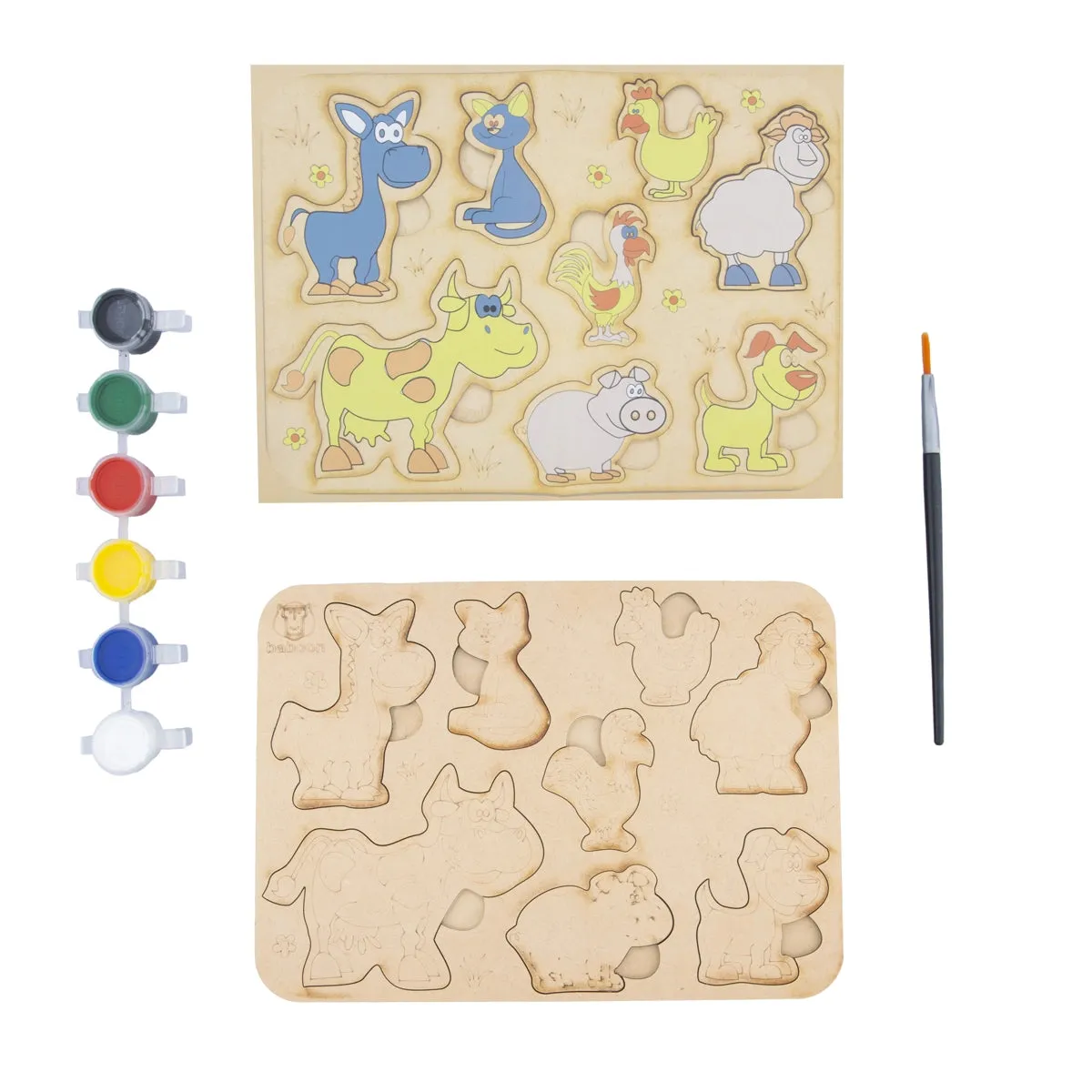Wooden Puzzle - 10 x 7 Inches | Paintable Toy Animals Puzzle Box/ Puzzle Toy for Kids