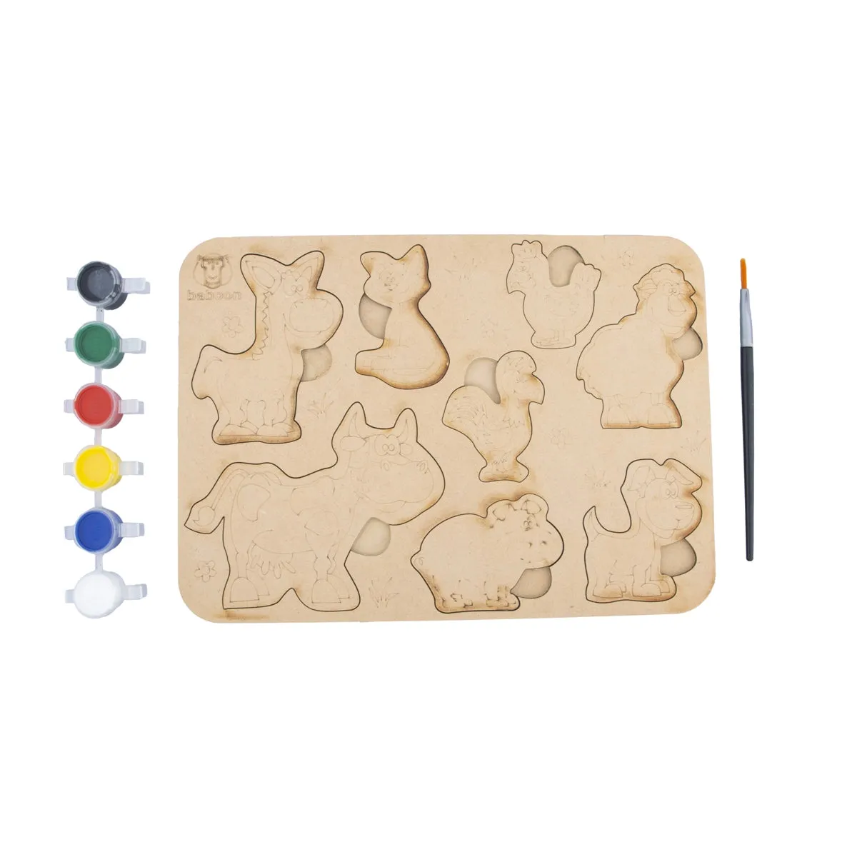 Wooden Puzzle - 10 x 7 Inches | Paintable Toy Animals Puzzle Box/ Puzzle Toy for Kids