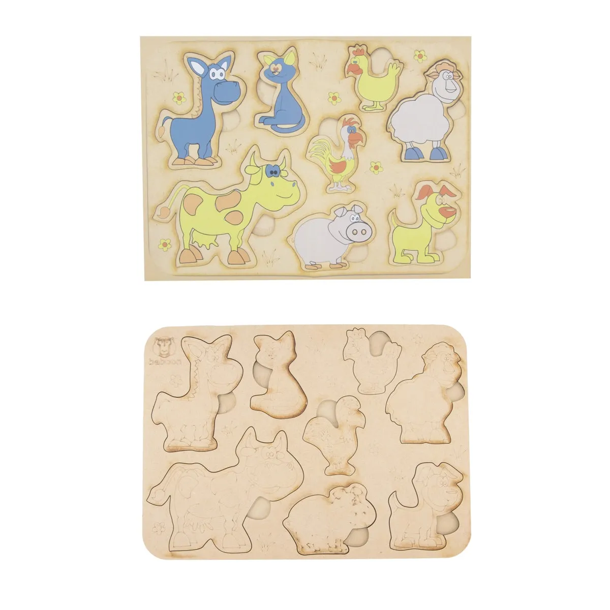 Wooden Puzzle - 10 x 7 Inches | Paintable Toy Animals Puzzle Box/ Puzzle Toy for Kids