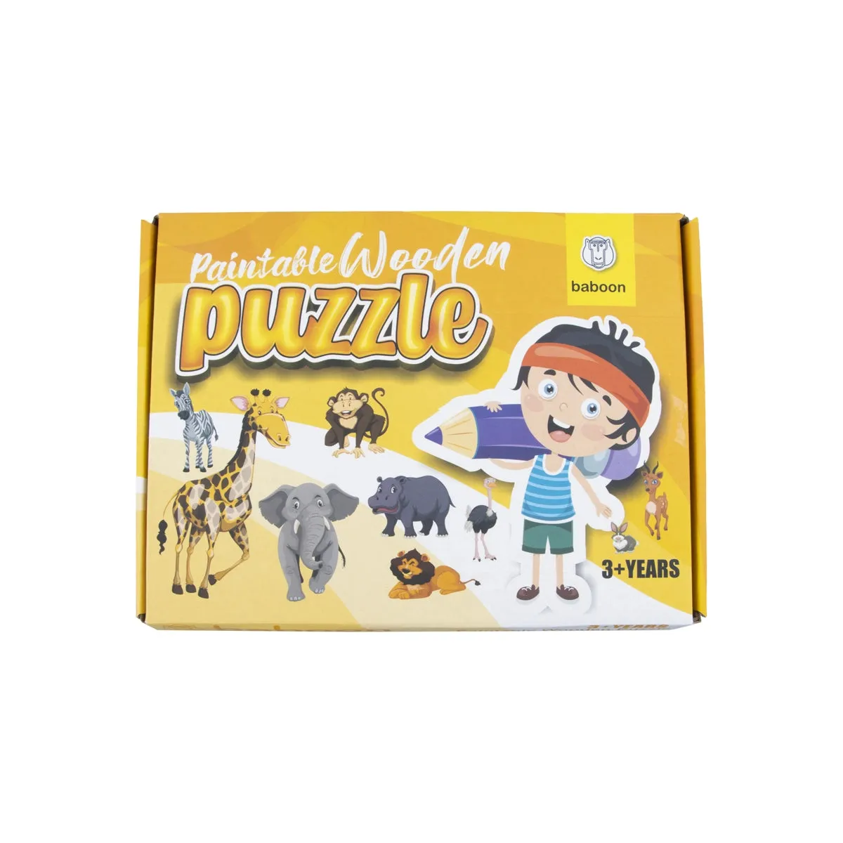 Wooden Puzzle - 10 x 7 Inches | Paintable Toy Animals Puzzle Box/ Puzzle Toy for Kids