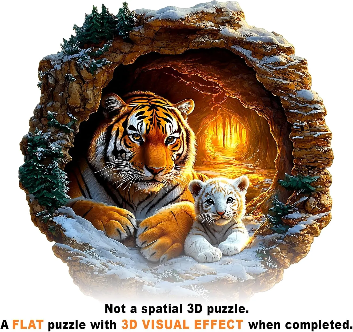 Wooden Puzzles for Adults - Unique Shape 3D Vision Wooden Puzzle - Tiger Family Wooden Puzzles - Challenging Adult Animal Puzzles Creative Gifts - Birthday Gifts for Adults - Puzzle Toys - (100pcs)