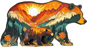 Wooden Puzzles for Adults - Unique Shaped Wooden Jigsaw Puzzles for Adult - Forest Bears Wooden Puzzles - Creative Gift for Teenagers and Adults - Puzzle Toys - 80pcs