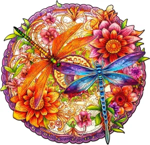Wooden Puzzles for Adults - Unique Shaped Wooden Puzzles for Adults - Dragonflies and Flowers Wooden Jigsaw Puzzles - Dragonfly Gifts for Women- Puzzle Toys - 100pcs