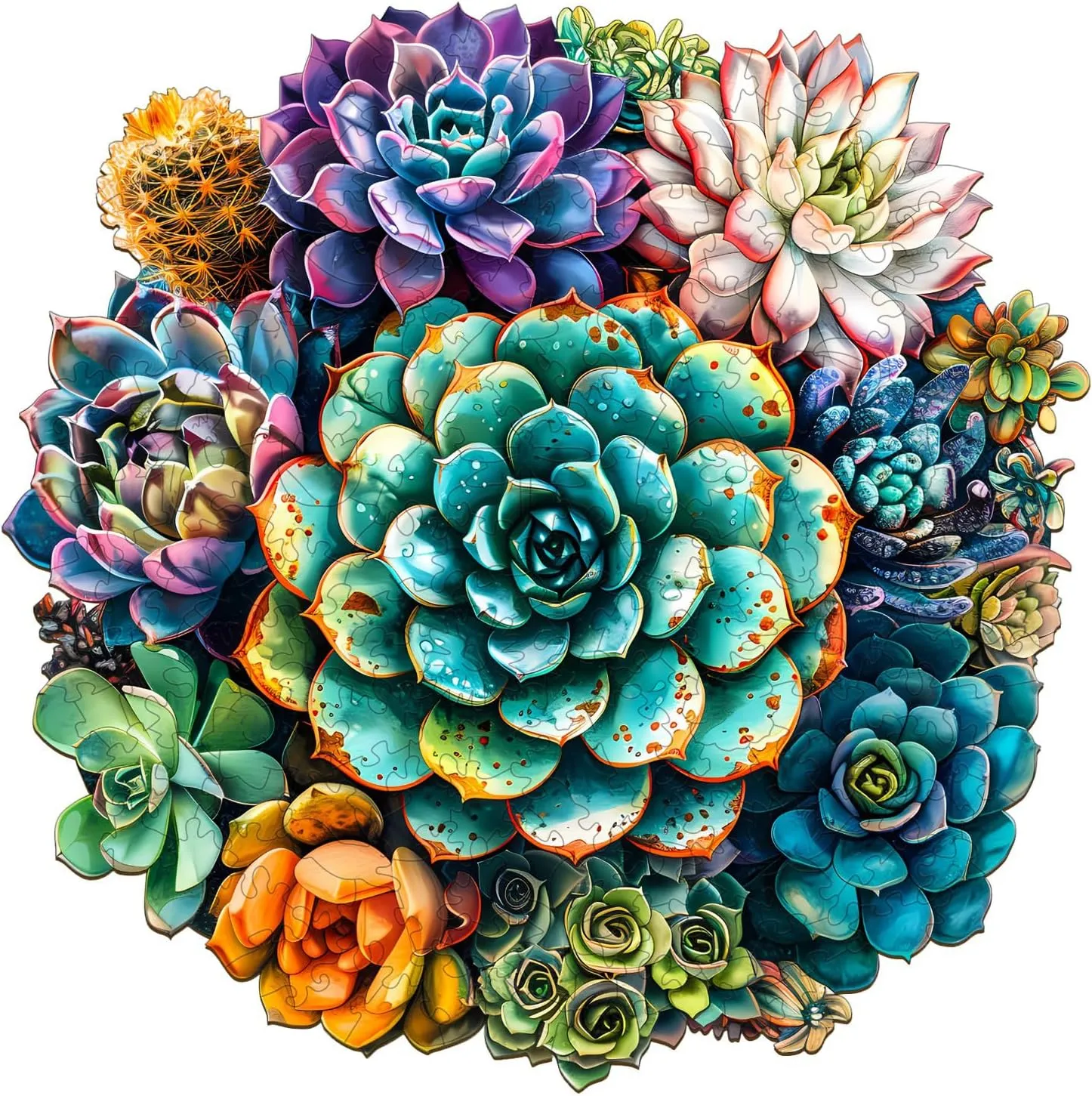 Wooden Puzzles for Adults - Unique Shaped Wooden Puzzles for Adults - Succulent Plants Wooden Jigsaw Puzzles - Wooden Puzzle Creative Birthday Gifts - Puzzle Toys - 300pcs