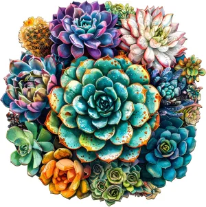 Wooden Puzzles for Adults - Unique Shaped Wooden Puzzles for Adults - Succulent Plants Wooden Jigsaw Puzzles - Wooden Puzzle Creative Birthday Gifts - Puzzle Toys - 300pcs