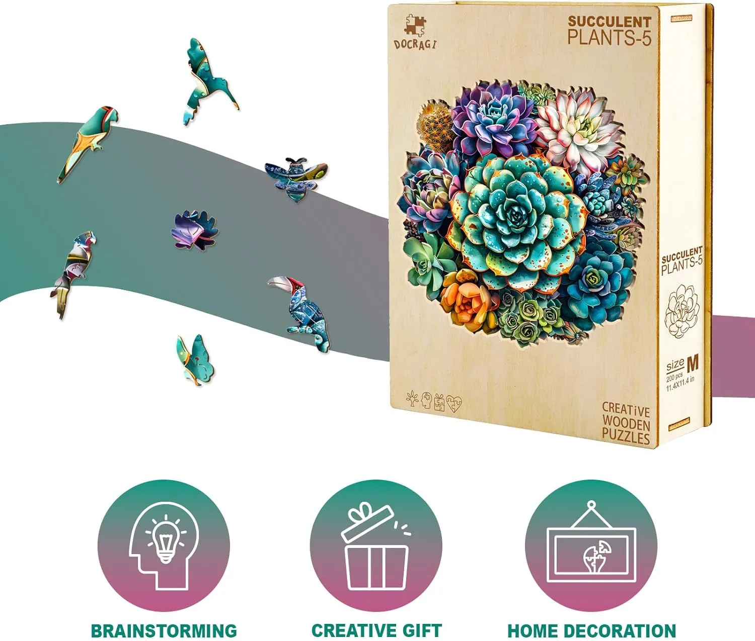 Wooden Puzzles for Adults - Unique Shaped Wooden Puzzles for Adults - Succulent Plants Wooden Jigsaw Puzzles - Wooden Puzzle Creative Birthday Gifts - Puzzle Toys - 300pcs