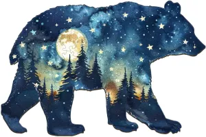 Wooden Puzzles for Adults，Astral Bear Jigsaw Puzzles for Adults，Unique Shaped Wooden Puzzle for Adult，Christmas Thanksgiving Birthday Gift for Your Family Friends(S-100 Pcs-9.1 * 6in)