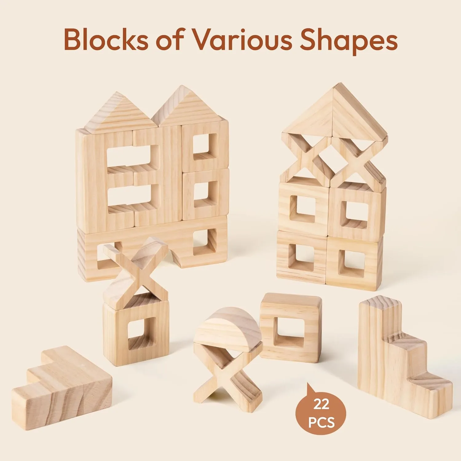 Wooden Rainbow Building Blocks Set for Kids, 22 PCS Wooden Blocks & 25 PCS Gem Cubes Stacking Blocks, Montessori Stacking Toys for Toddlers, Educational STEM Easter Toys for Boys Girls 3-6