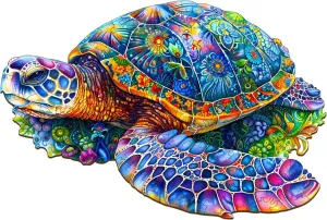 Wooden Turtle Puzzles - Unique Shaped Wooden Jigsaw Puzzles for Adults - Fantasy Turtle Wooden Puzzles - Animal Wooden Puzzle Creative Birthday Gifts - Puzzle Toys - 160pcs