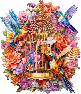 Wooden Hummingbird Puzzles - Unique Shaped Wooden Jigsaw Puzzles - Hummingbird Wooden Puzzles - Animal Wooden Puzzle Creative Birthday Gifts - Puzzle Toys - 185pcs