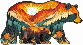 Wooden Puzzles for Adults - Unique Shaped Wooden Jigsaw Puzzles for Adults - Forest Bears Wooden Puzzles - Creative Gift for Teenager and Adult - Puzzle Toys - 205pcs