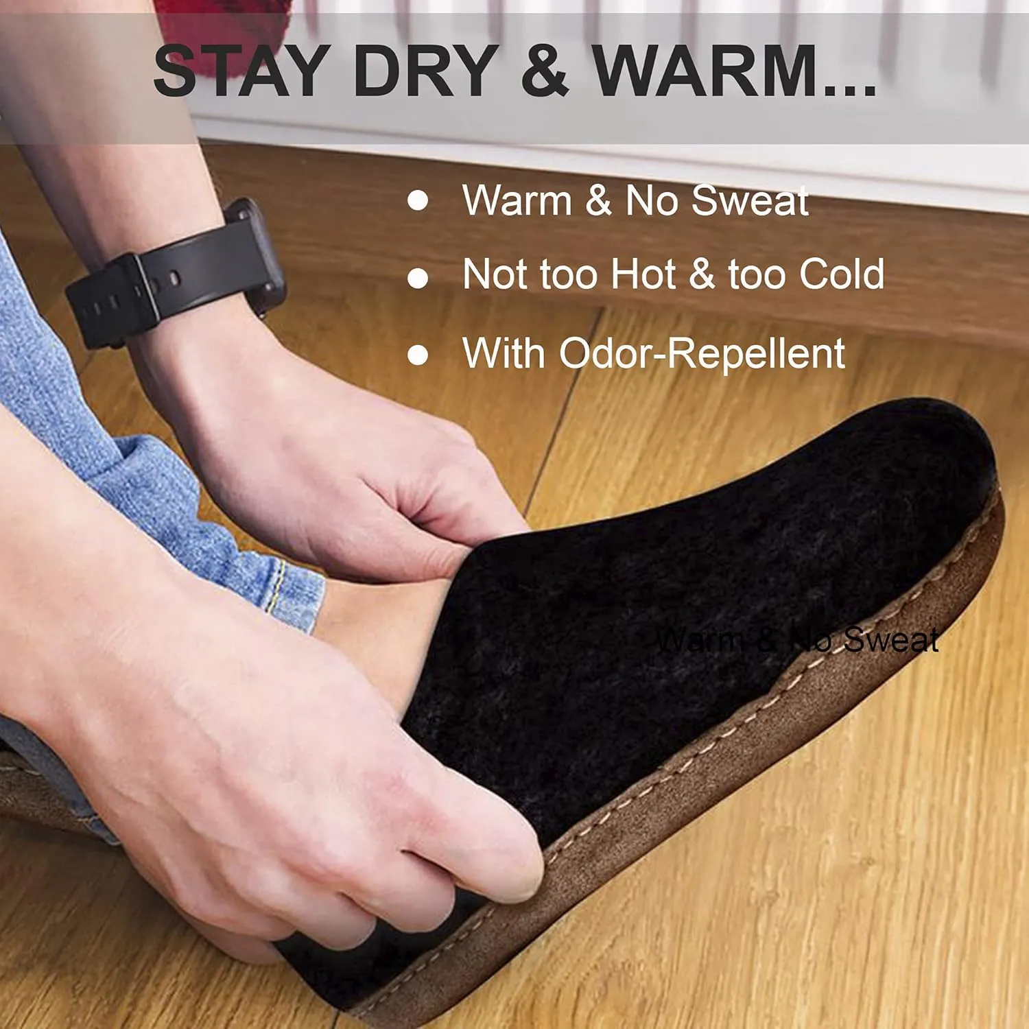 Wool Indoor Slippers - Natural Organic Wool, Genuine Leather Sole, Handmade in Nepal - Cozy, Warm, Soft, Unisex Non-Slip House Shoes for Men & Women - Perfect for Winter Comfort