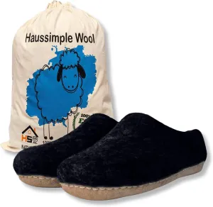 Wool Indoor Slippers - Natural Organic Wool, Genuine Leather Sole, Handmade in Nepal - Cozy, Warm, Soft, Unisex Non-Slip House Shoes for Men & Women - Perfect for Winter Comfort