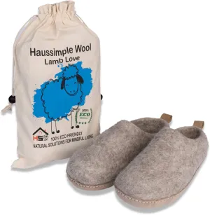 Wool Indoor Slippers - Natural Organic Wool, Genuine Leather Sole, Handmade in Nepal - Cozy, Warm, Soft, Unisex Non-Slip House Shoes for Men & Women - Perfect for Winter Comfort
