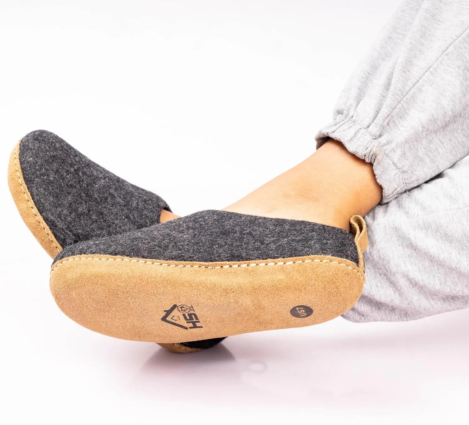 Wool Indoor Slippers - Natural Organic Wool, Genuine Leather Sole, Handmade in Nepal - Cozy, Warm, Soft, Unisex Non-Slip House Shoes for Men & Women - Perfect for Winter Comfort