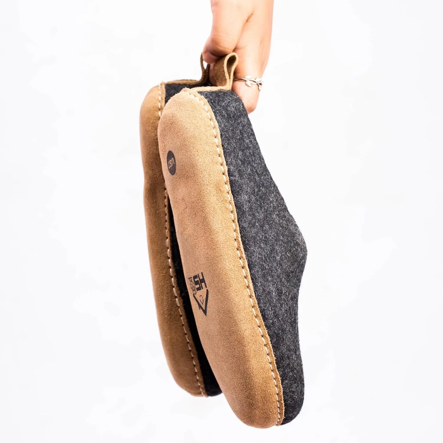 Wool Indoor Slippers - Natural Organic Wool, Genuine Leather Sole, Handmade in Nepal - Cozy, Warm, Soft, Unisex Non-Slip House Shoes for Men & Women - Perfect for Winter Comfort