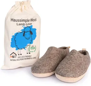 Wool Indoor Slippers - Natural Organic Wool, Genuine Leather Sole, Handmade in Nepal - Cozy, Warm, Soft, Unisex Non-Slip House Shoes for Men & Women - Perfect for Winter Comfort
