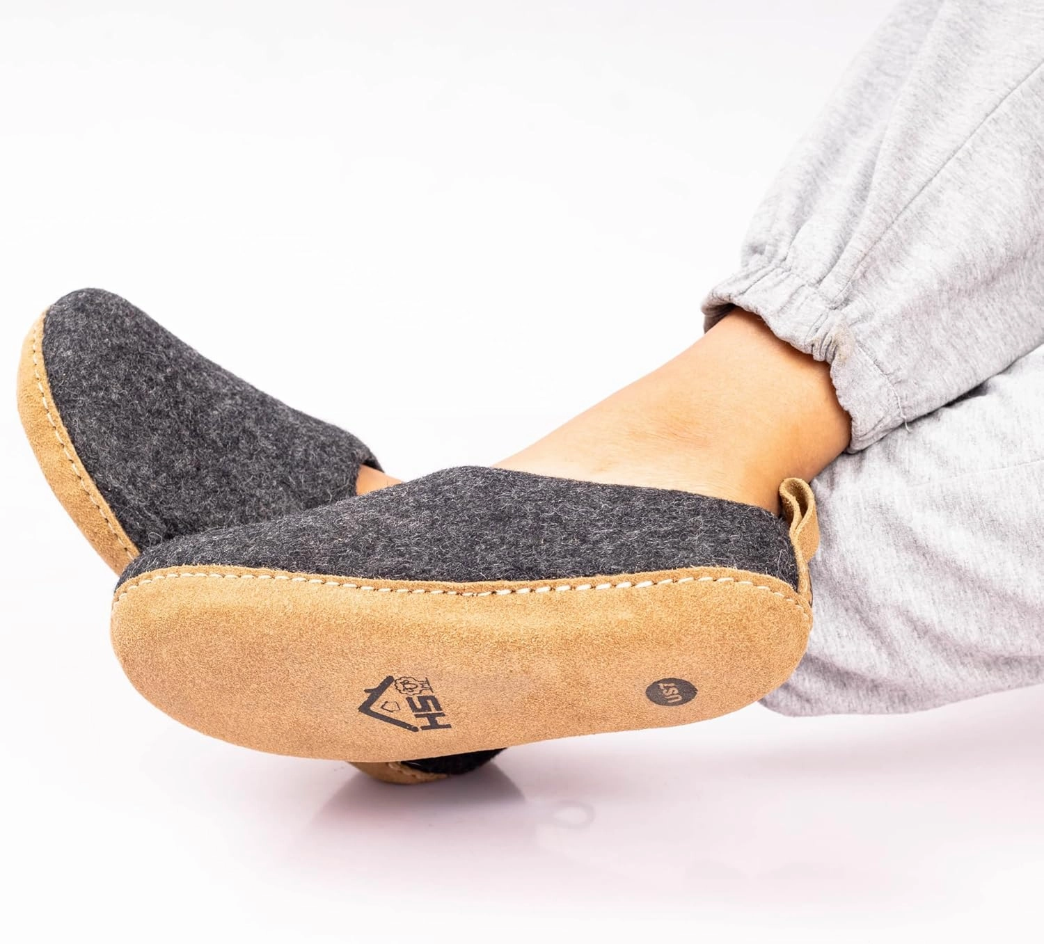Wool Indoor Slippers - Natural Organic Wool, Genuine Leather Sole, Handmade in Nepal - Cozy, Warm, Soft, Unisex Non-Slip House Shoes for Men & Women - Perfect for Winter Comfort