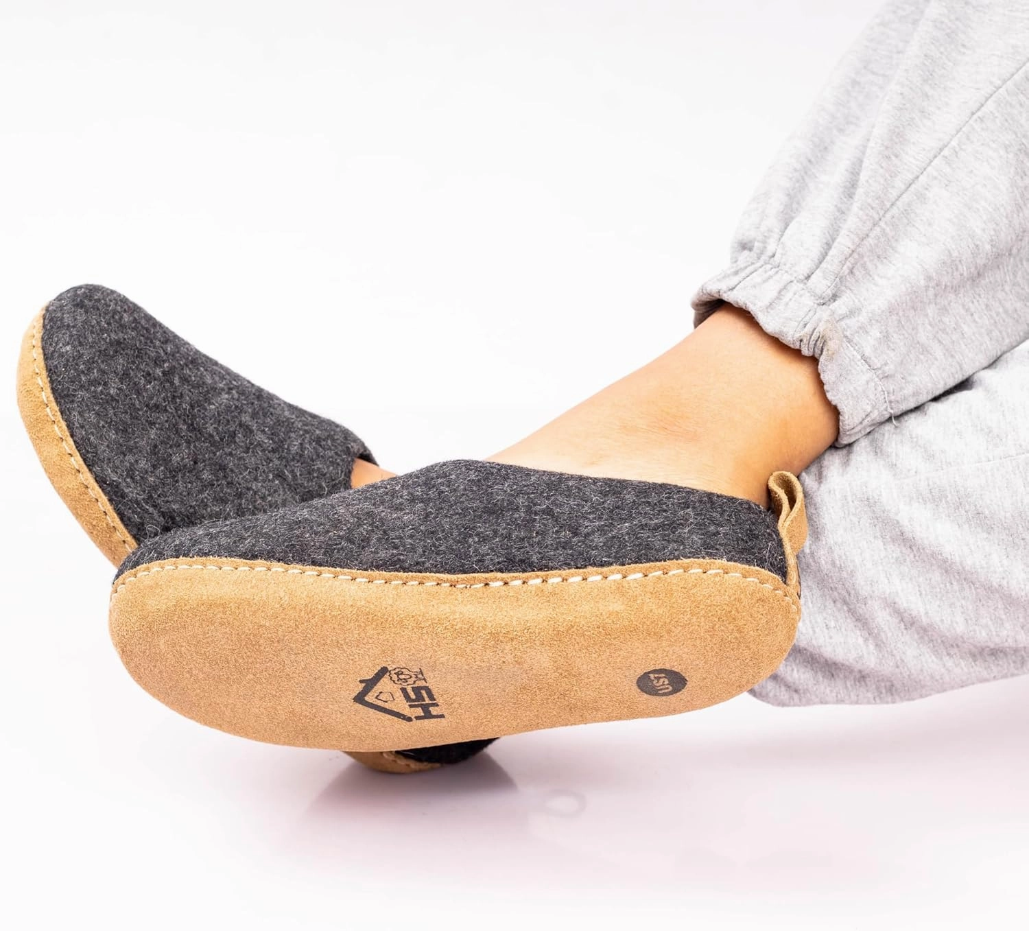 Wool Indoor Slippers - Natural Organic Wool, Genuine Leather Sole, Handmade in Nepal - Cozy, Warm, Soft, Unisex Non-Slip House Shoes for Men & Women - Perfect for Winter Comfort
