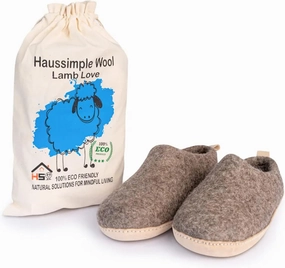 Wool Indoor Slippers - Natural Organic Wool, Genuine Leather Sole, Handmade in Nepal - Cozy, Warm, Soft, Unisex Non-Slip House Shoes for Men & Women - Perfect for Winter Comfort