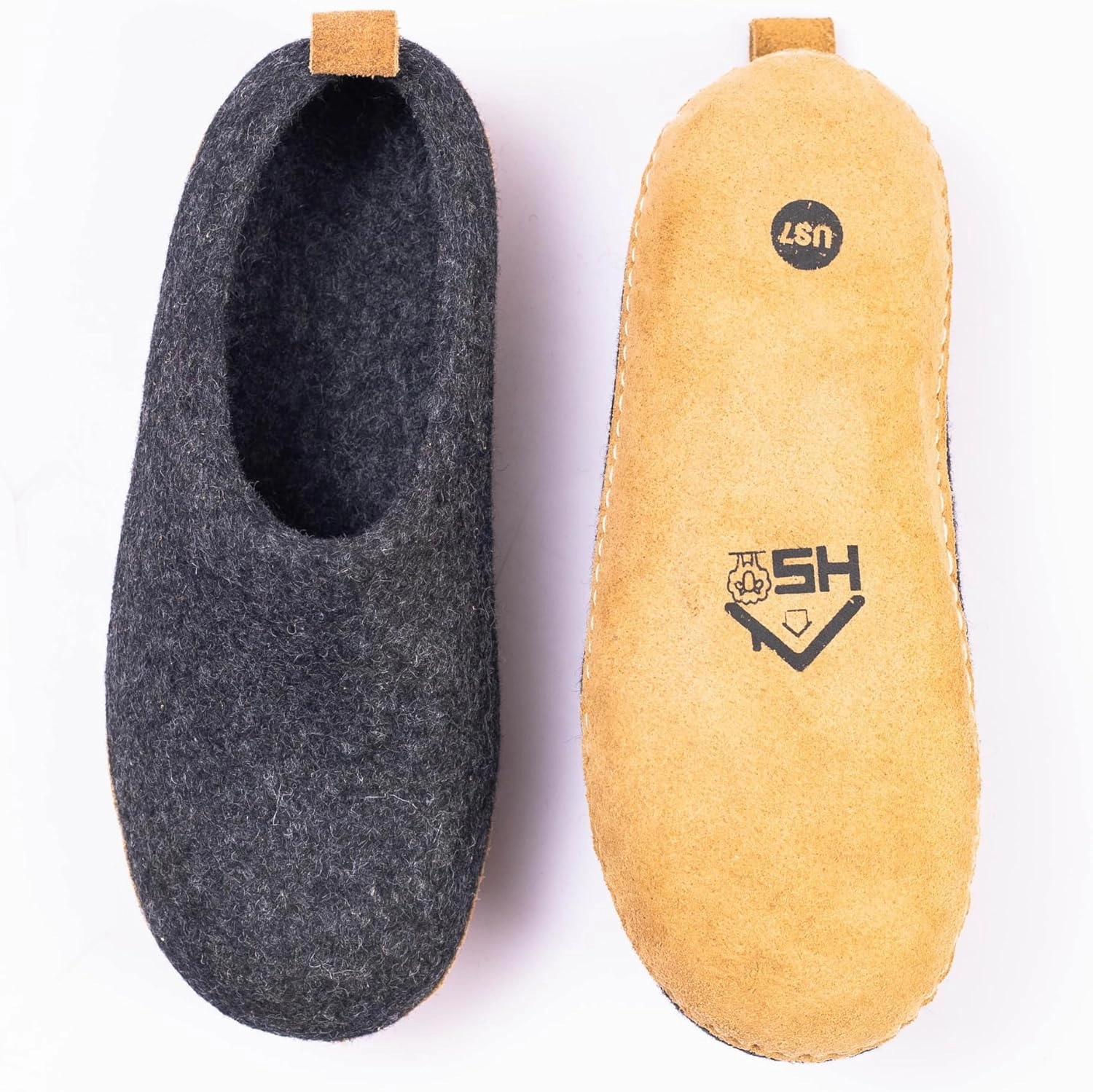 Wool Indoor Slippers - Natural Organic Wool, Genuine Leather Sole, Handmade in Nepal - Cozy, Warm, Soft, Unisex Non-Slip House Shoes for Men & Women - Perfect for Winter Comfort