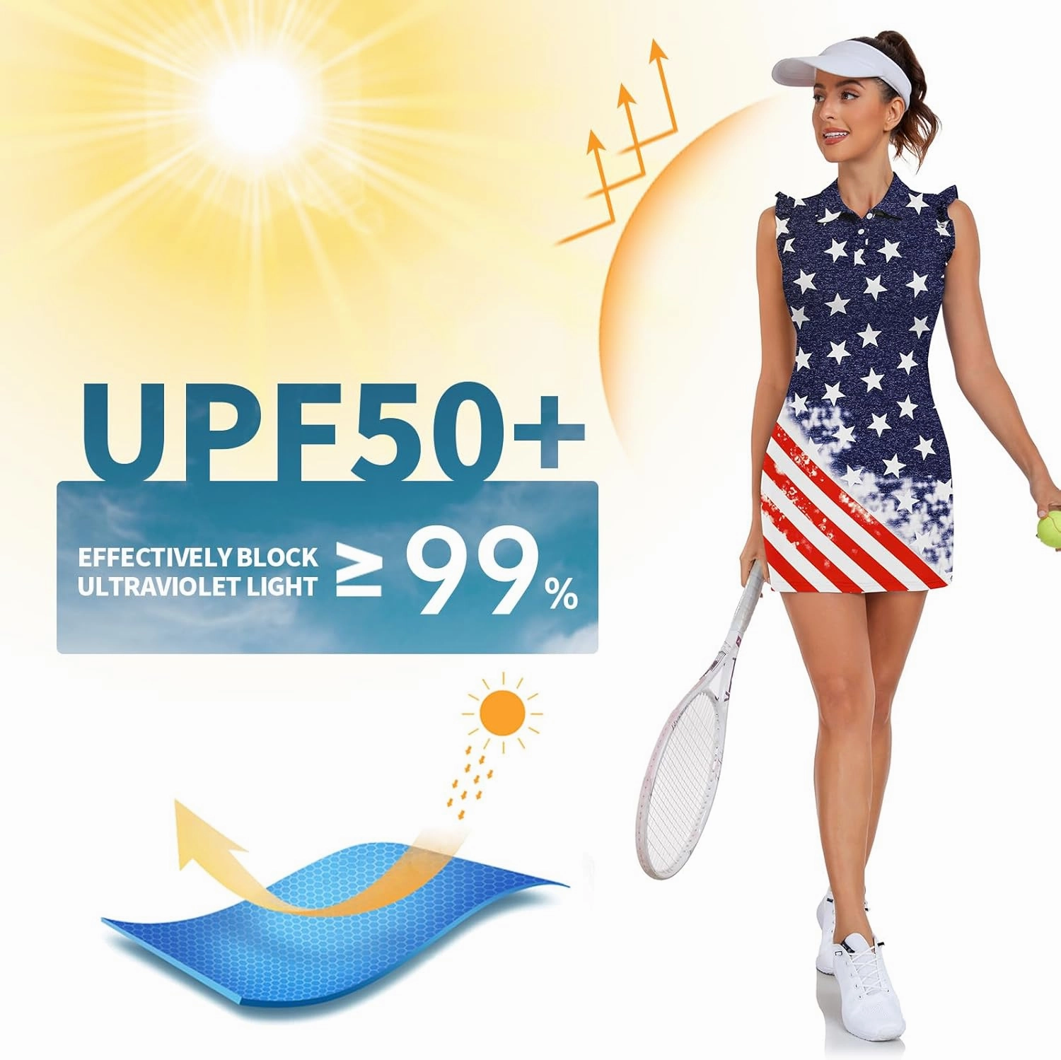 WOWENY Tennis Dress Polo Buttons Golf Dresses with Built in Shorts and Pockets Ruffle Sleeveless Athletic Workout Dress