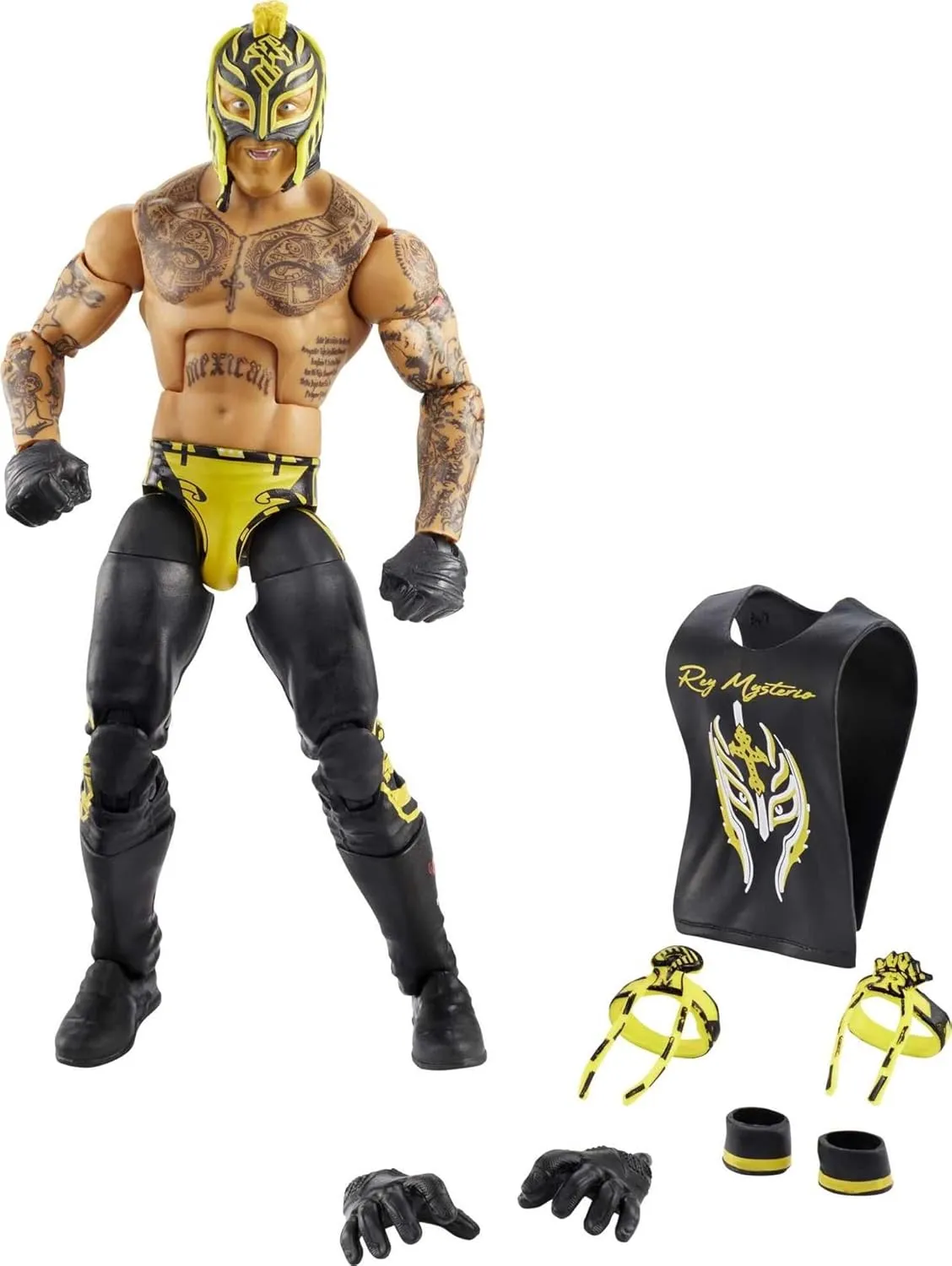 WWE MATTEL ​Top Picks Elite Rey Mysterio 6-inch Action Figure with Deluxe Articulation for Pose and Play, Life-like Detail, Authentic Ring Gear & Accessory,Multi,GVC01