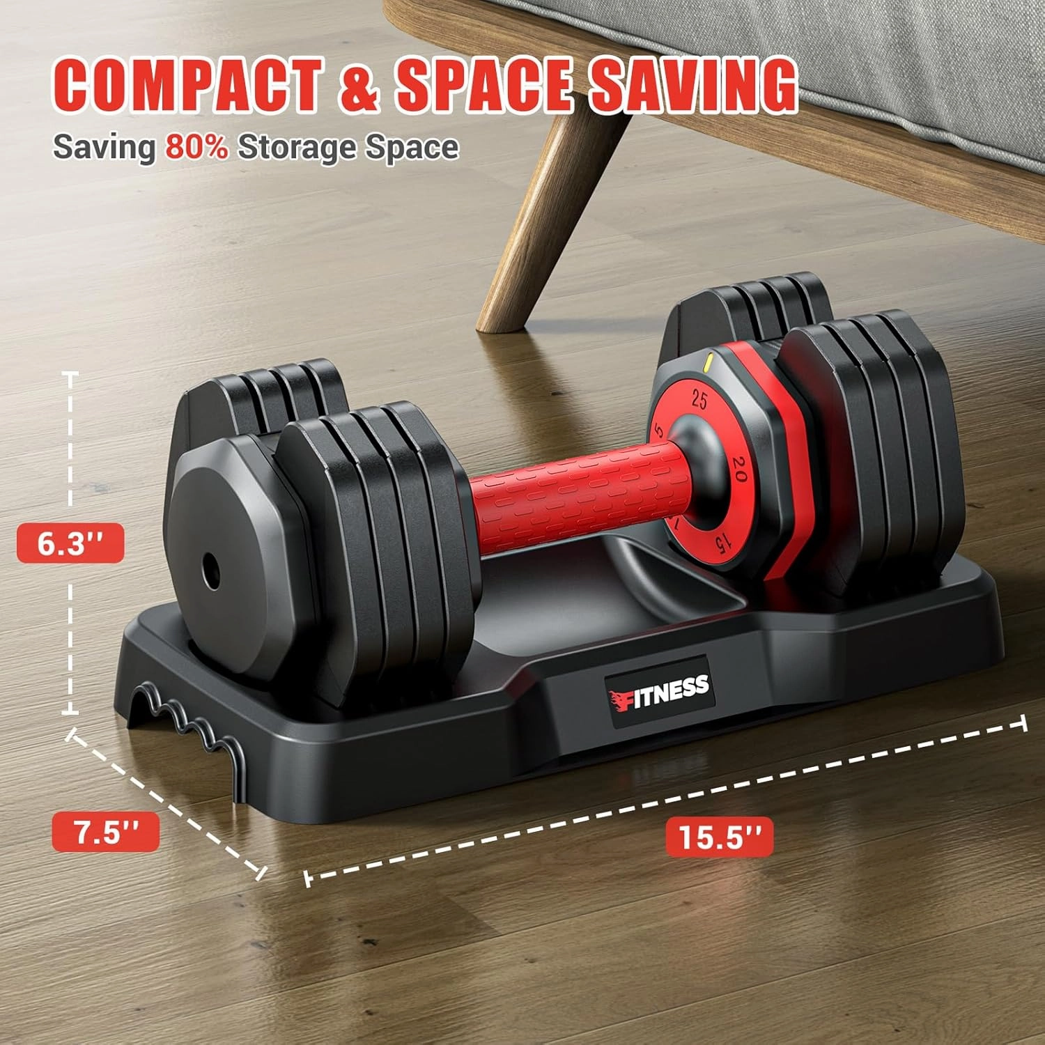 XDDIAS Adjustable Dumbbell Set of 2-25LB/55LB Set-1Sec Adjustable Dumbbell Weights-5 in 1 Free Weights Dumbbells Set with Effortless Tray/No-Slip Handle-Compact Size for Women/Men at Home Gym