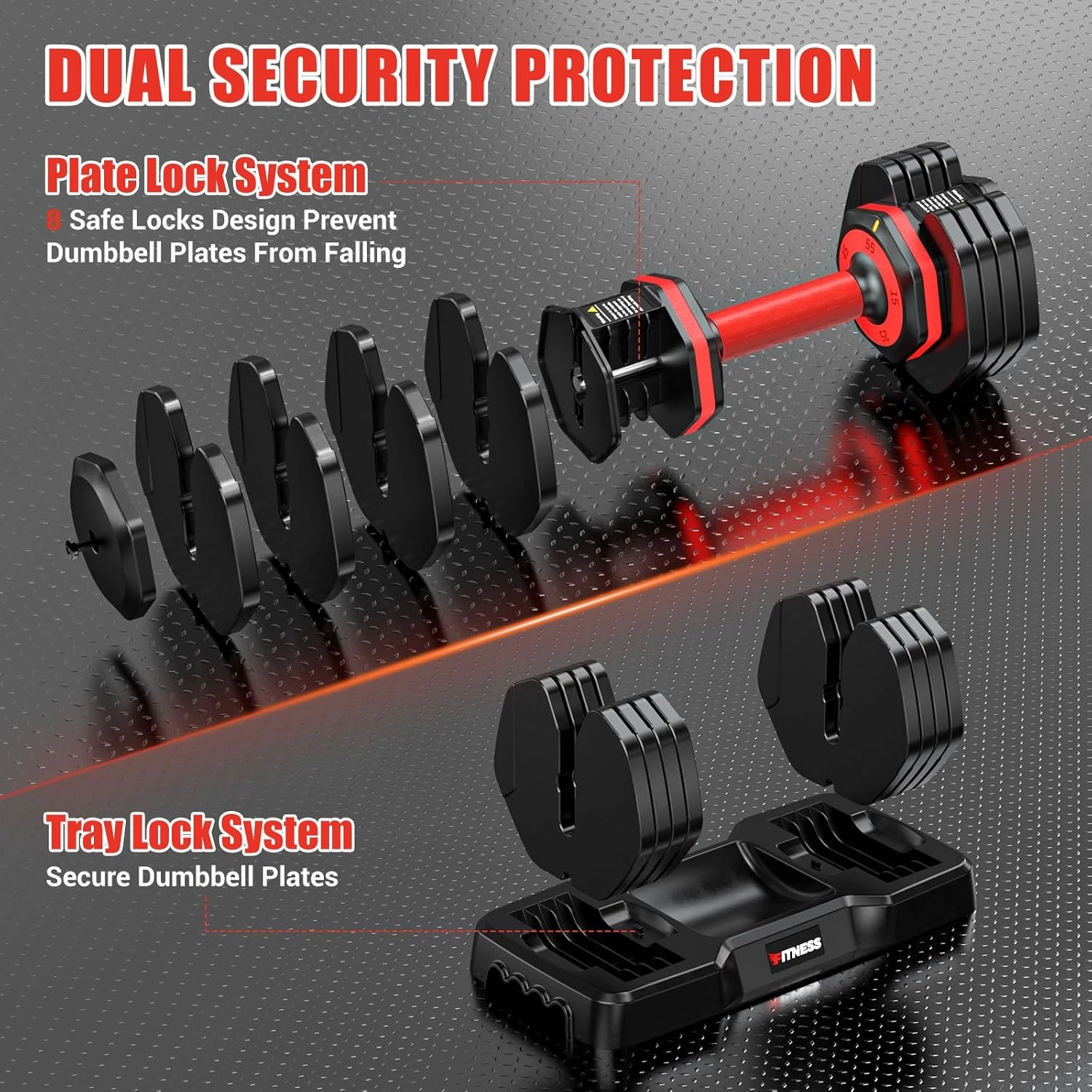XDDIAS Adjustable Dumbbell Set of 2-25LB/55LB Set-1Sec Adjustable Dumbbell Weights-5 in 1 Free Weights Dumbbells Set with Effortless Tray/No-Slip Handle-Compact Size for Women/Men at Home Gym