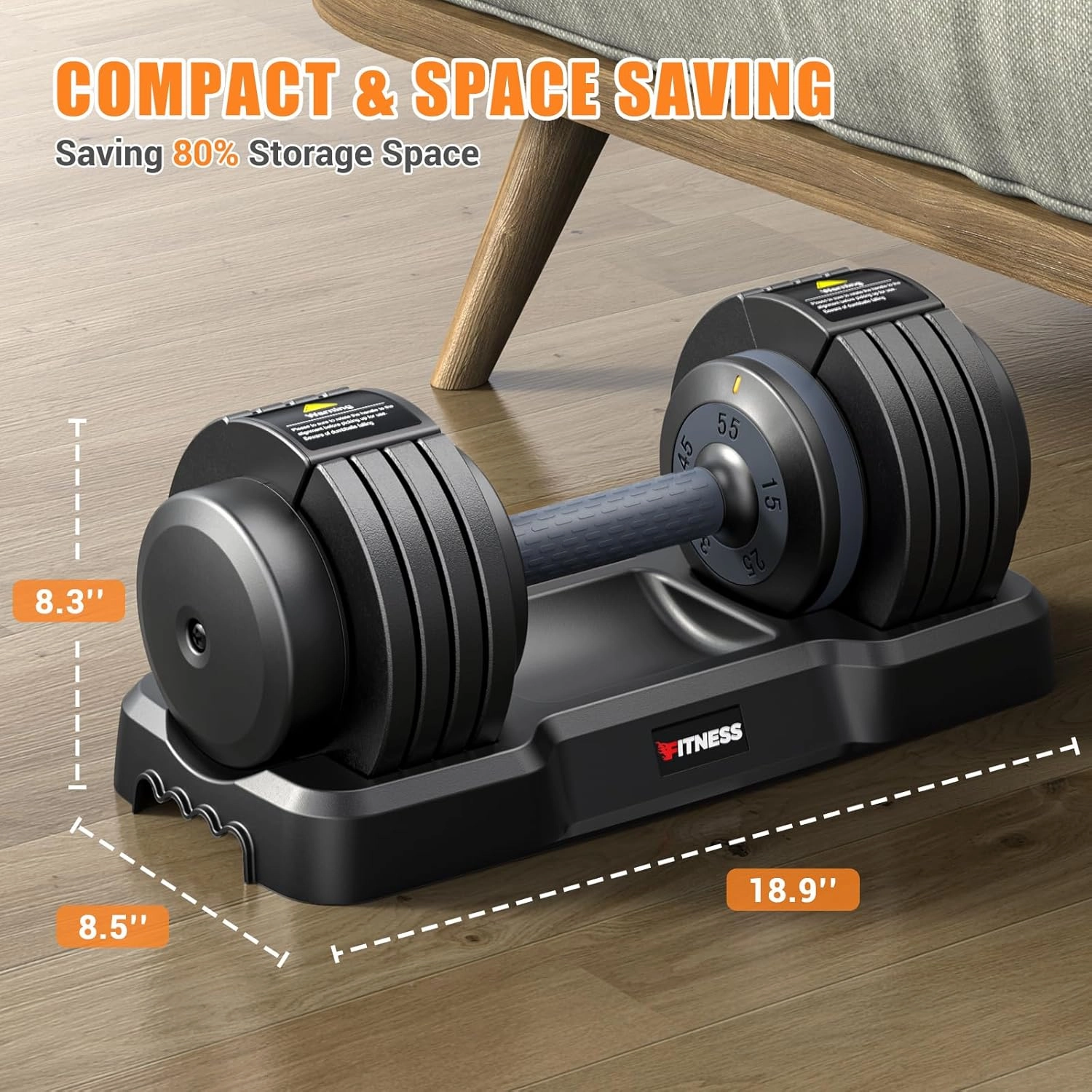 XDDIAS Adjustable Dumbbell Set of 2-25LB/55LB Set-1Sec Adjustable Dumbbell Weights-5 in 1 Free Weights Dumbbells Set with Effortless Tray/No-Slip Handle-Compact Size for Women/Men at Home Gym