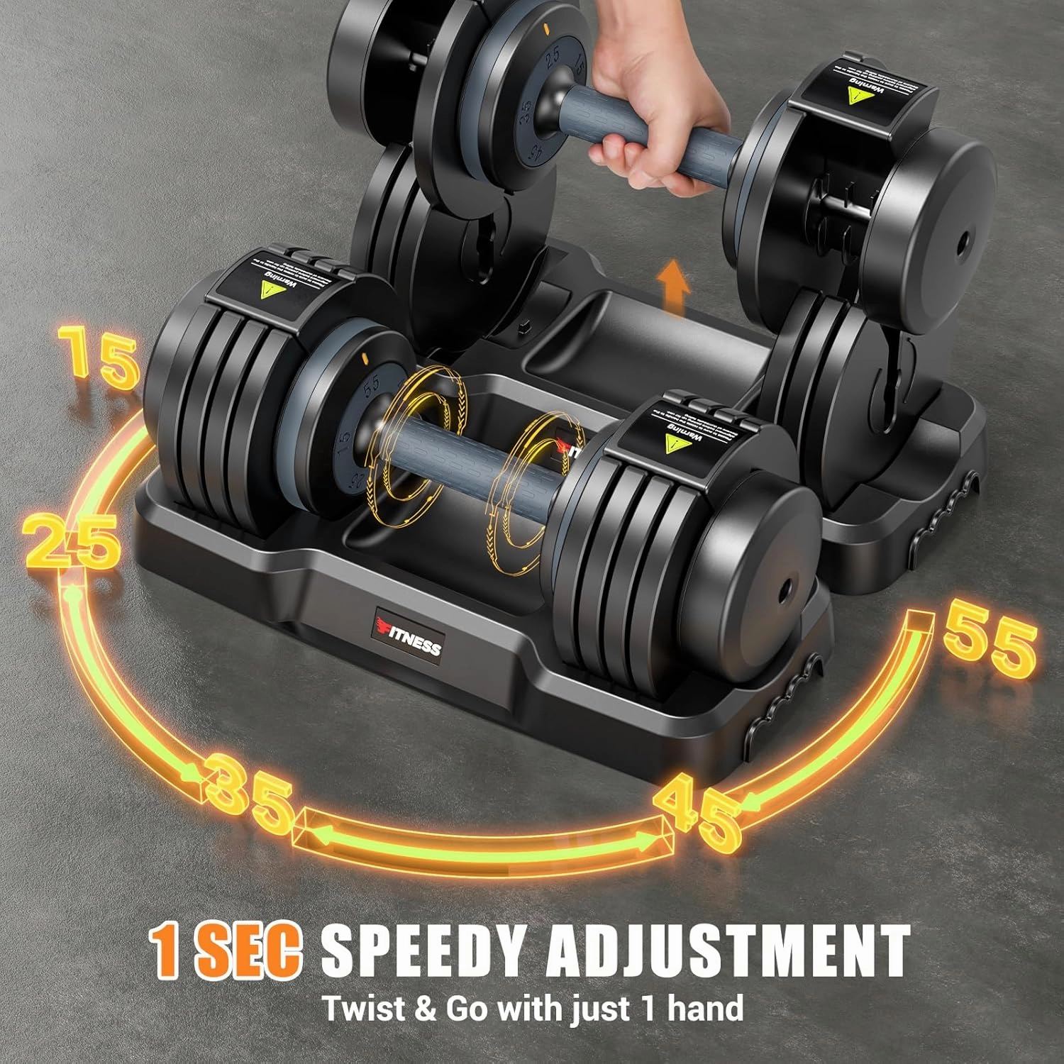XDDIAS Adjustable Dumbbell Set of 2-25LB/55LB Set-1Sec Adjustable Dumbbell Weights-5 in 1 Free Weights Dumbbells Set with Effortless Tray/No-Slip Handle-Compact Size for Women/Men at Home Gym