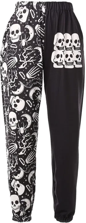 XFLnaraz Women's Fashion Printed Jogger Pants Elastic Waist Color Block Street Loose Sweatpants with Pockets