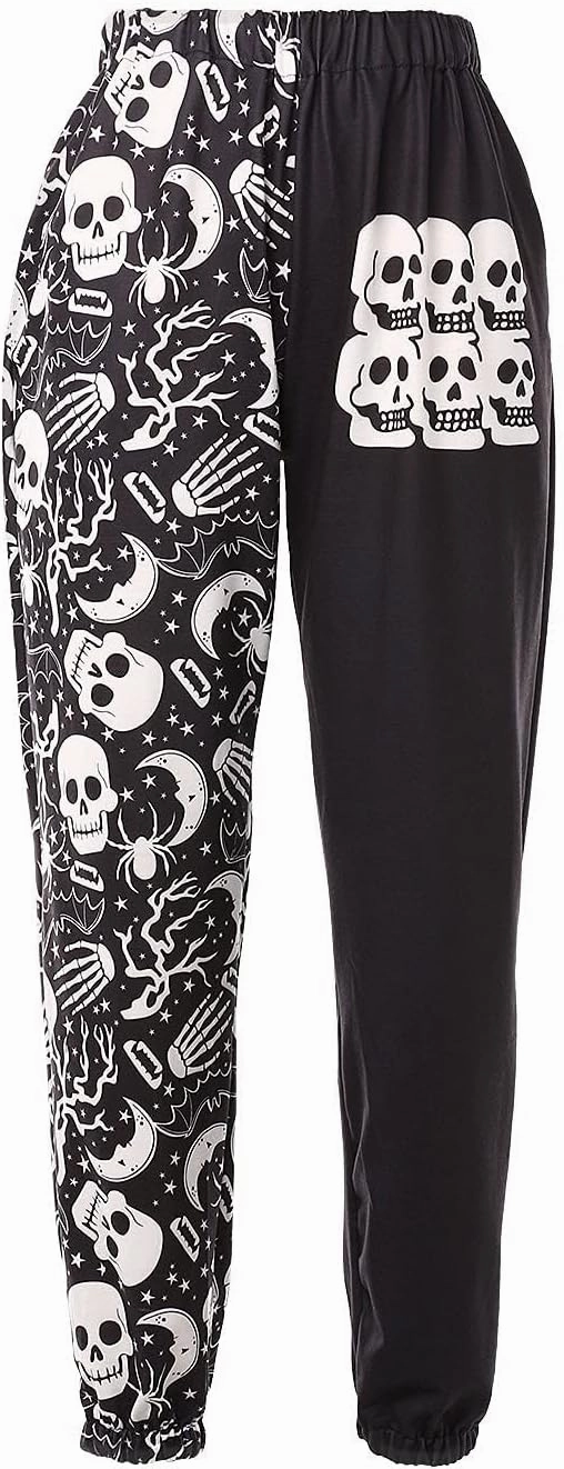 XFLnaraz Women's Fashion Printed Jogger Pants Elastic Waist Color Block Street Loose Sweatpants with Pockets