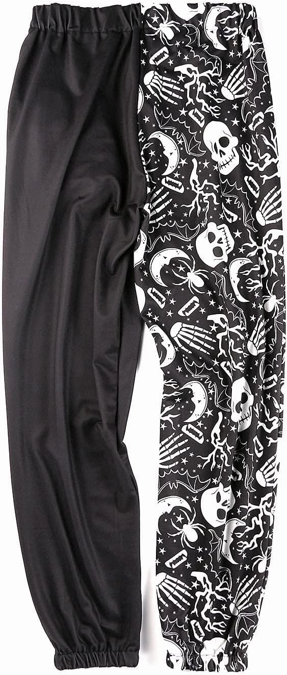XFLnaraz Women's Fashion Printed Jogger Pants Elastic Waist Color Block Street Loose Sweatpants with Pockets