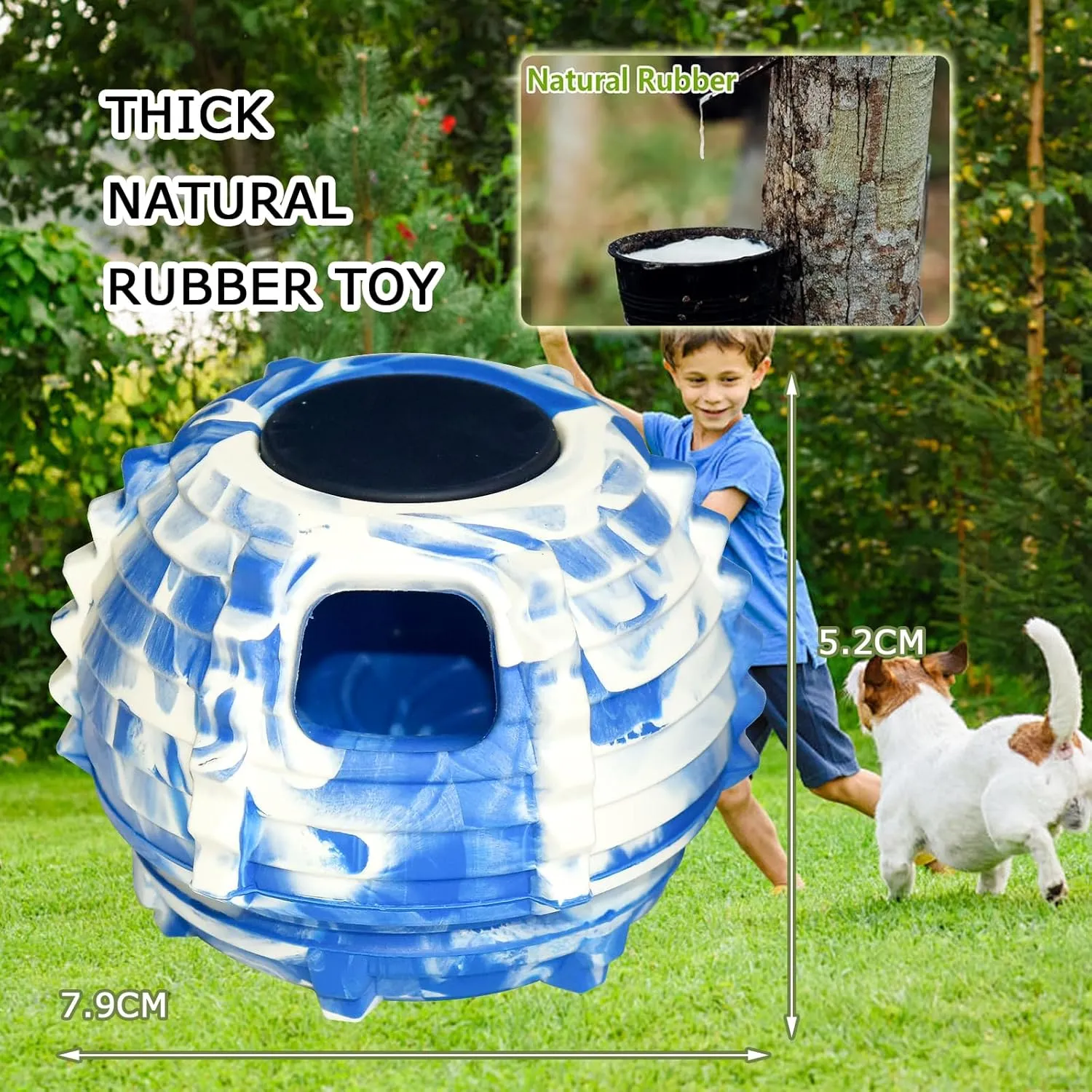 XHX Dog Toy, Durable Small Dog Toys, Interactive Dog Puzzle Play Toy, Stopper (Small, Blue and White)