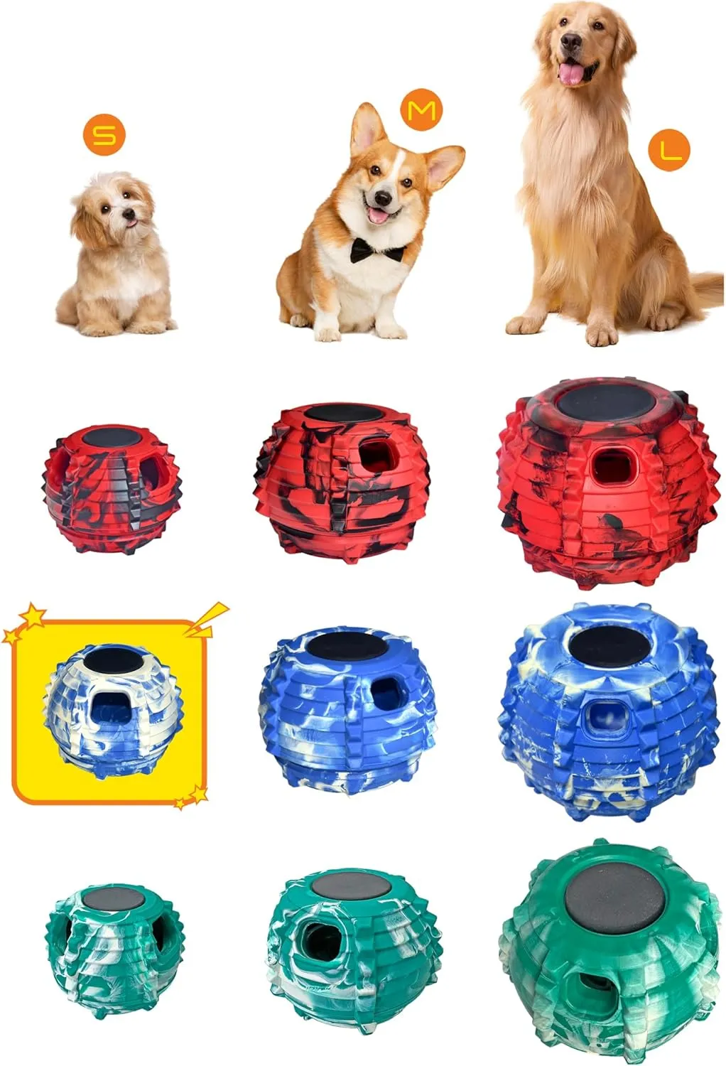 XHX Dog Toy, Durable Small Dog Toys, Interactive Dog Puzzle Play Toy, Stopper (Small, Blue and White)
