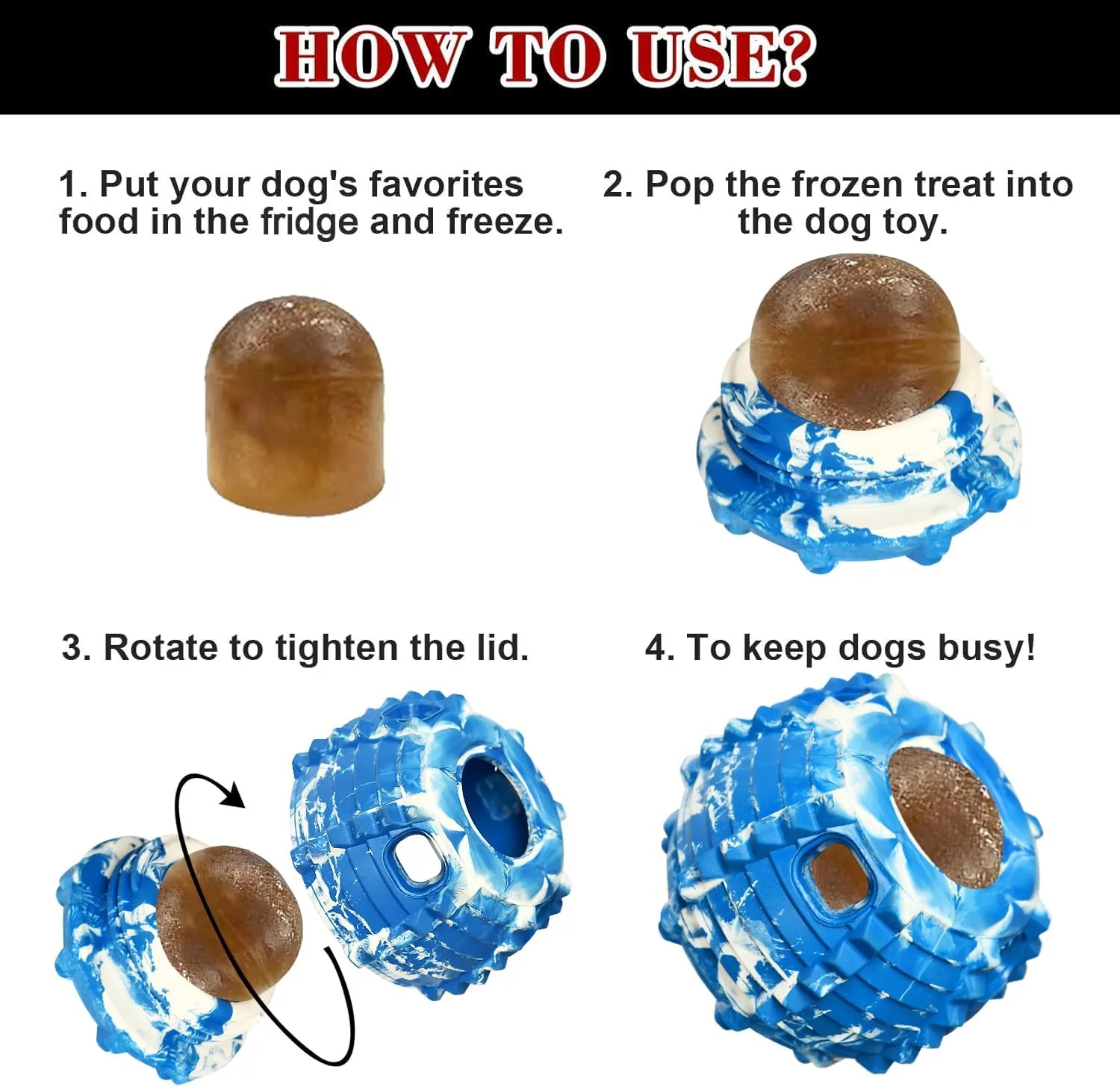 XHX Dog Toy, Durable Small Dog Toys, Interactive Dog Puzzle Play Toy, Stopper (Small, Blue and White)