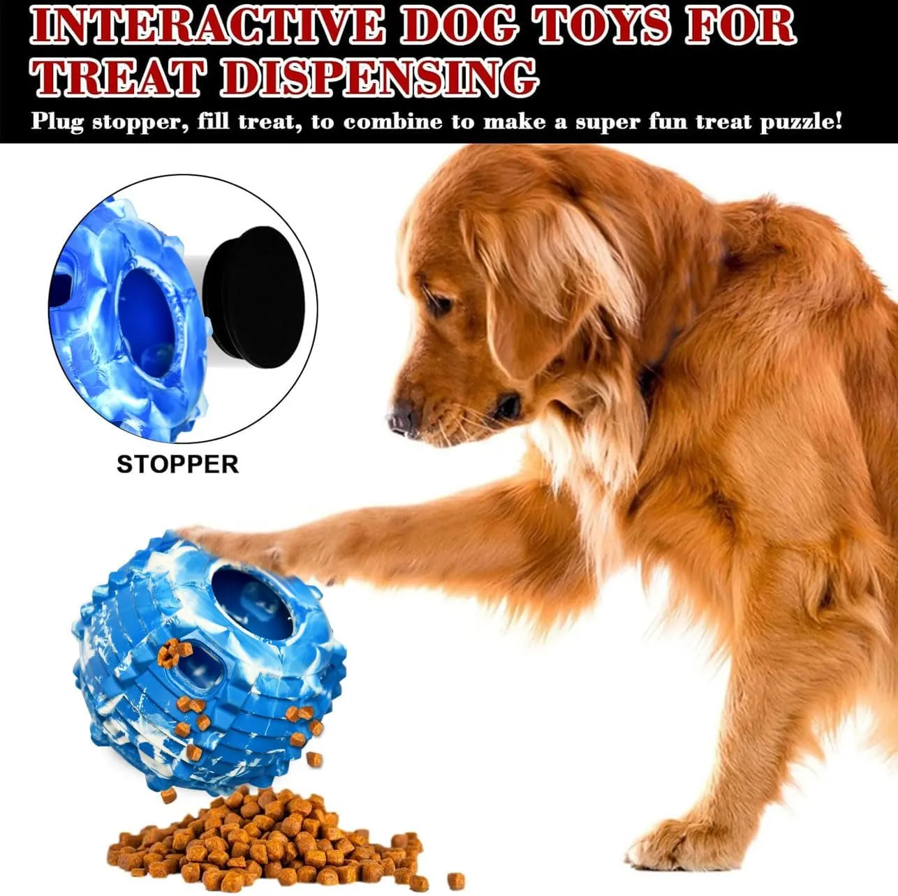 XHX Dog Toy, Durable Small Dog Toys, Interactive Dog Puzzle Play Toy, Stopper (Small, Blue and White)
