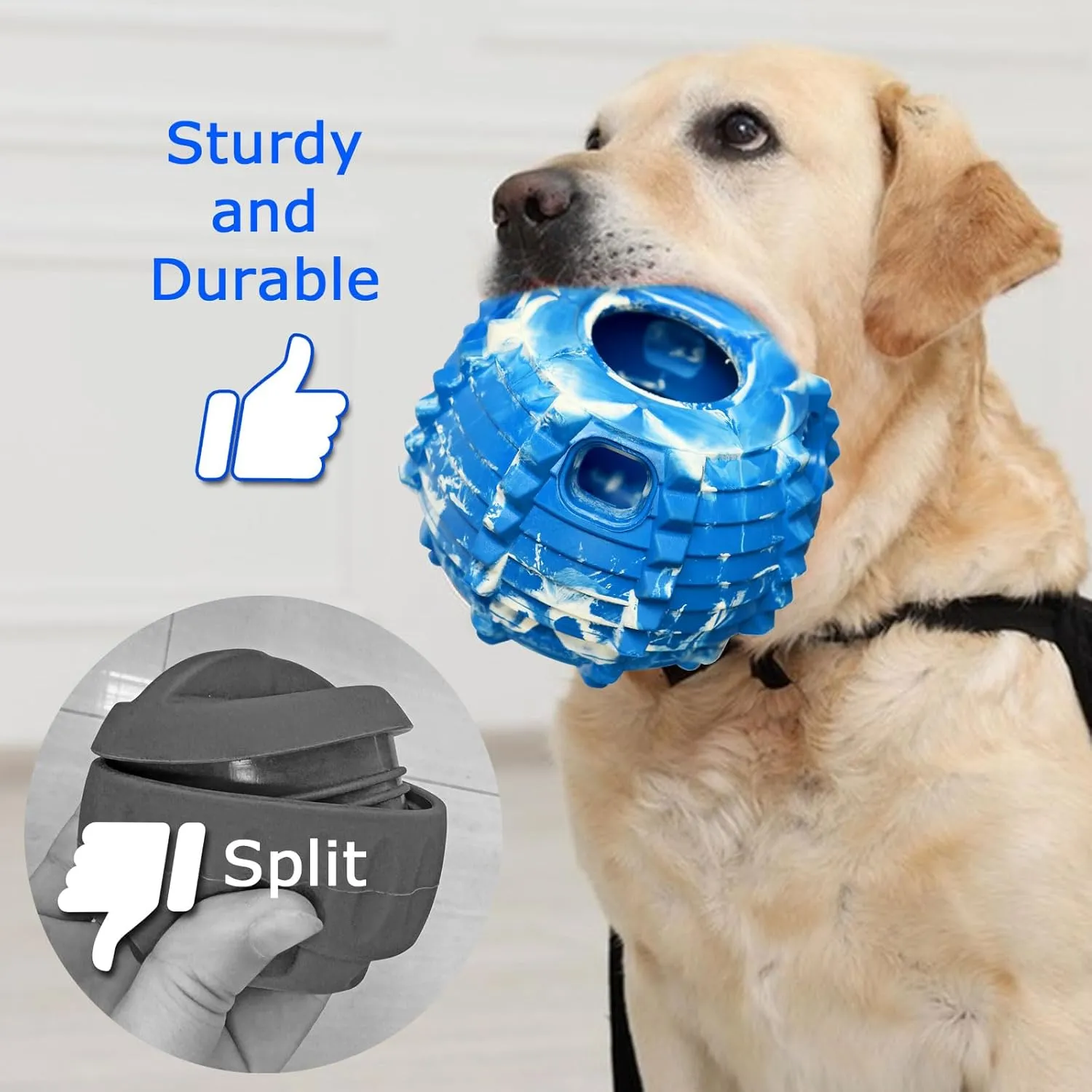 XHX Dog Toy, Durable Small Dog Toys, Interactive Dog Puzzle Play Toy, Stopper (Small, Blue and White)