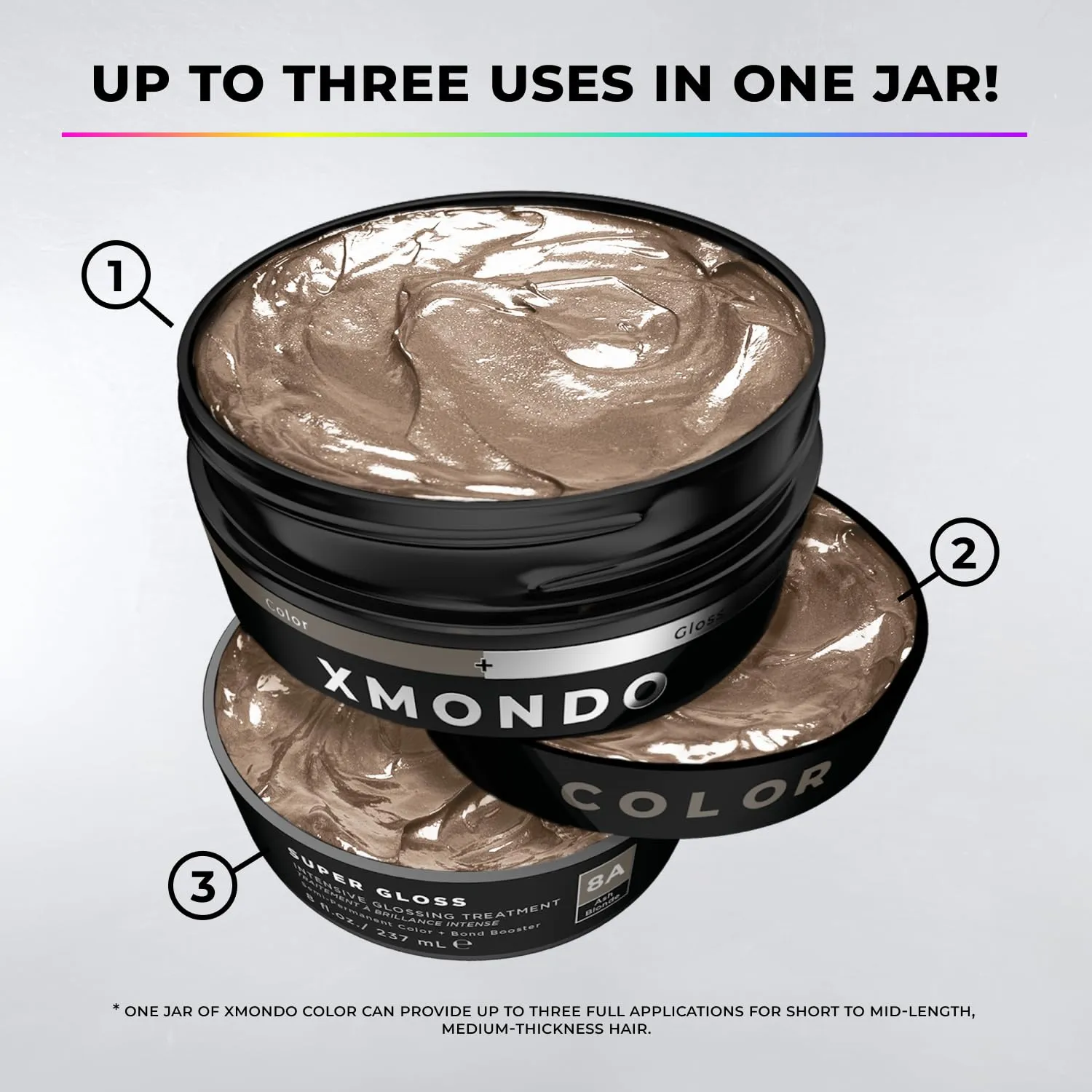 XMONDO Color Ash Blonde Color Depositing Mask & Semi-Permanent Hair Dye Super Gloss Infused with Bond Boosters for Nourishment, Revitalize & Repair, Vegan Formula, 8 Fl Oz