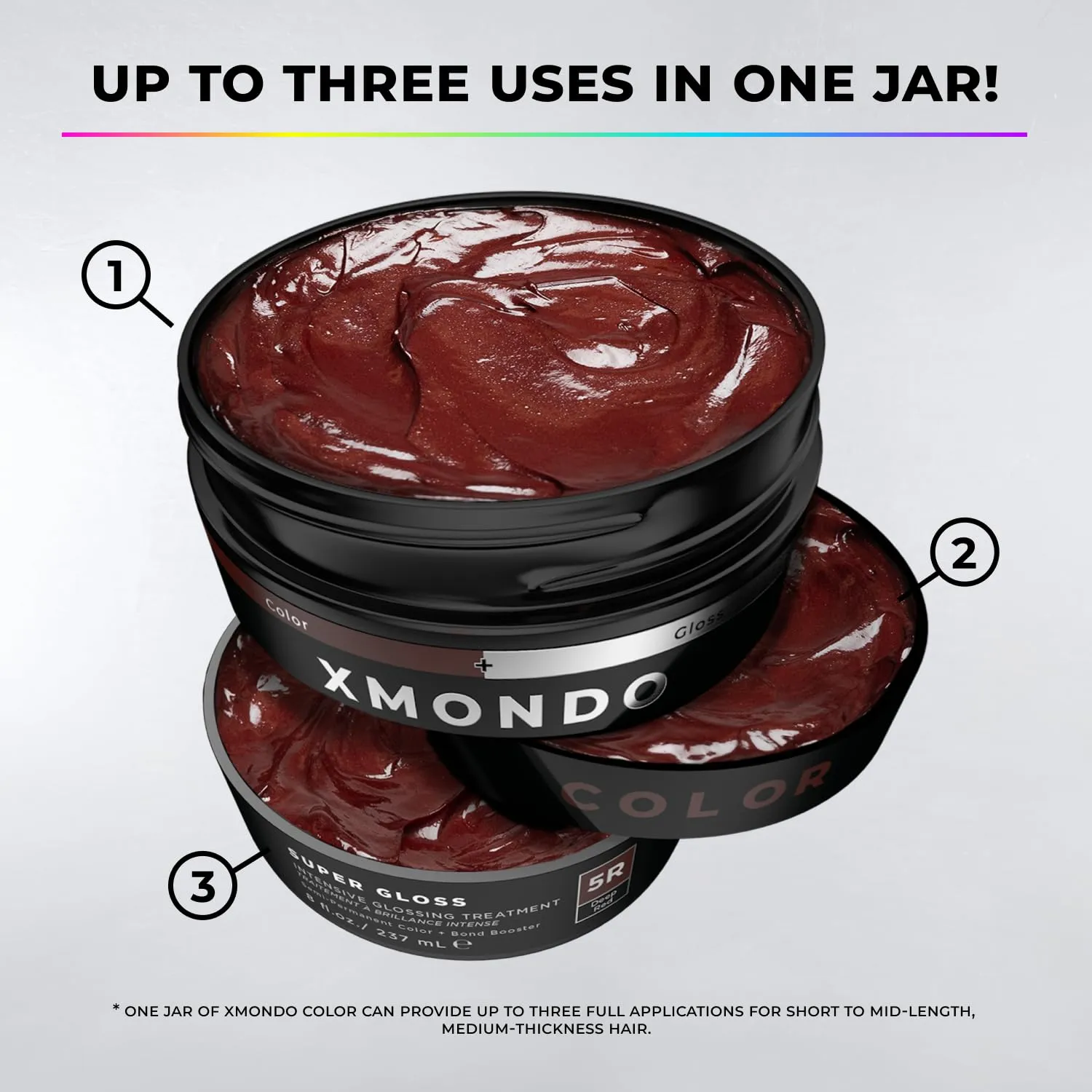 XMONDO Color Deep Red Brown Color Depositing Mask & Semi-Permanent Hair Dye Super Gloss Infused with Bond Boosters for Nourishment, Revitalize & Repair, Vegan Formula, 8 Fl Oz