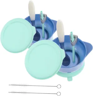 YARNOW 2 Sets Unbreakable Bowls Suction Bowls with Lids Spoons Fun and Safe for Portable and Leak Design for Mealtime