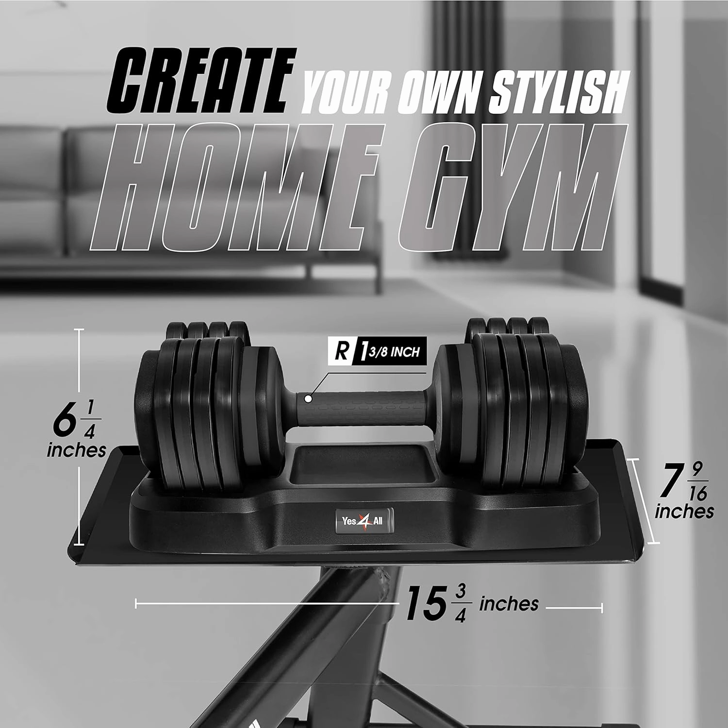 Yes4All 25/55LB Adjustable Dumbbells Pair/Single, 5-in-1 Dumbbells Adjustable Weights with Anti-Slip Handle & Sturdy Prolocks