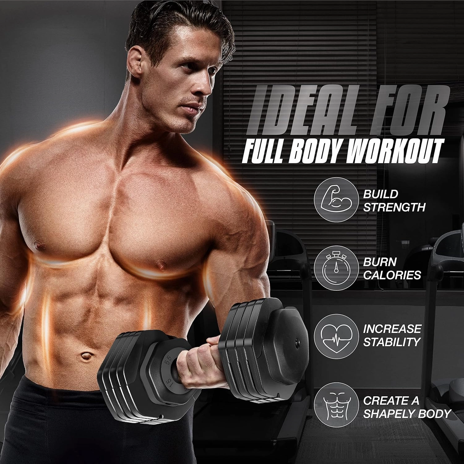 Yes4All 25/55LB Adjustable Dumbbells Pair/Single, 5-in-1 Dumbbells Adjustable Weights with Anti-Slip Handle & Sturdy Prolocks